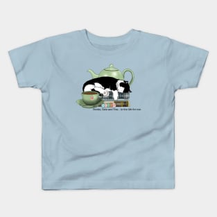 Tea Time Cat & Books Kids T-Shirt